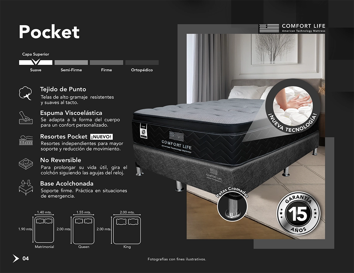 Cama Comfort Life Pocket Euro Pillow Top Suave